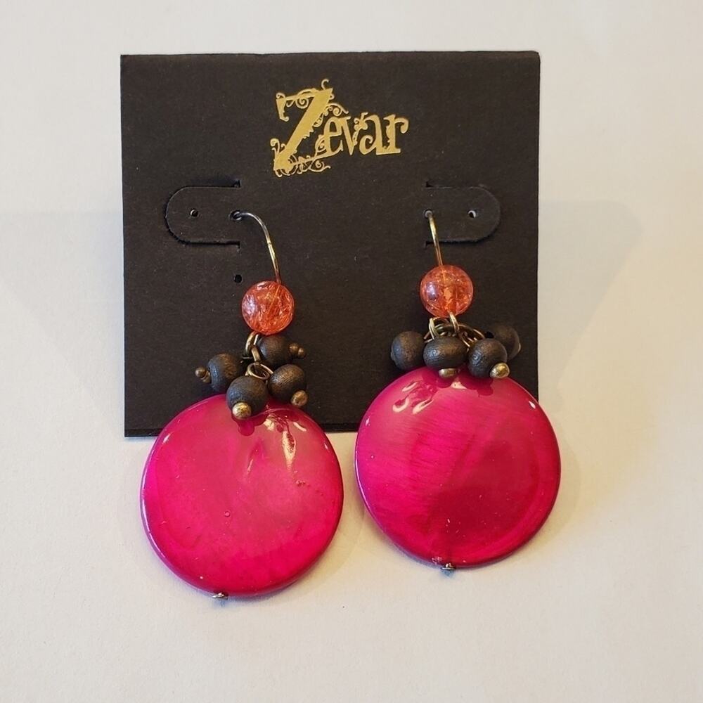 Treska glam circle dangle drop french wire earrings